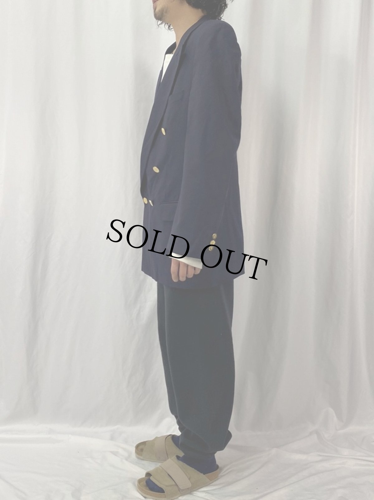 画像3: 80〜90's Burberrys ダブルブレスト テーラードジャケット NAVY (3)