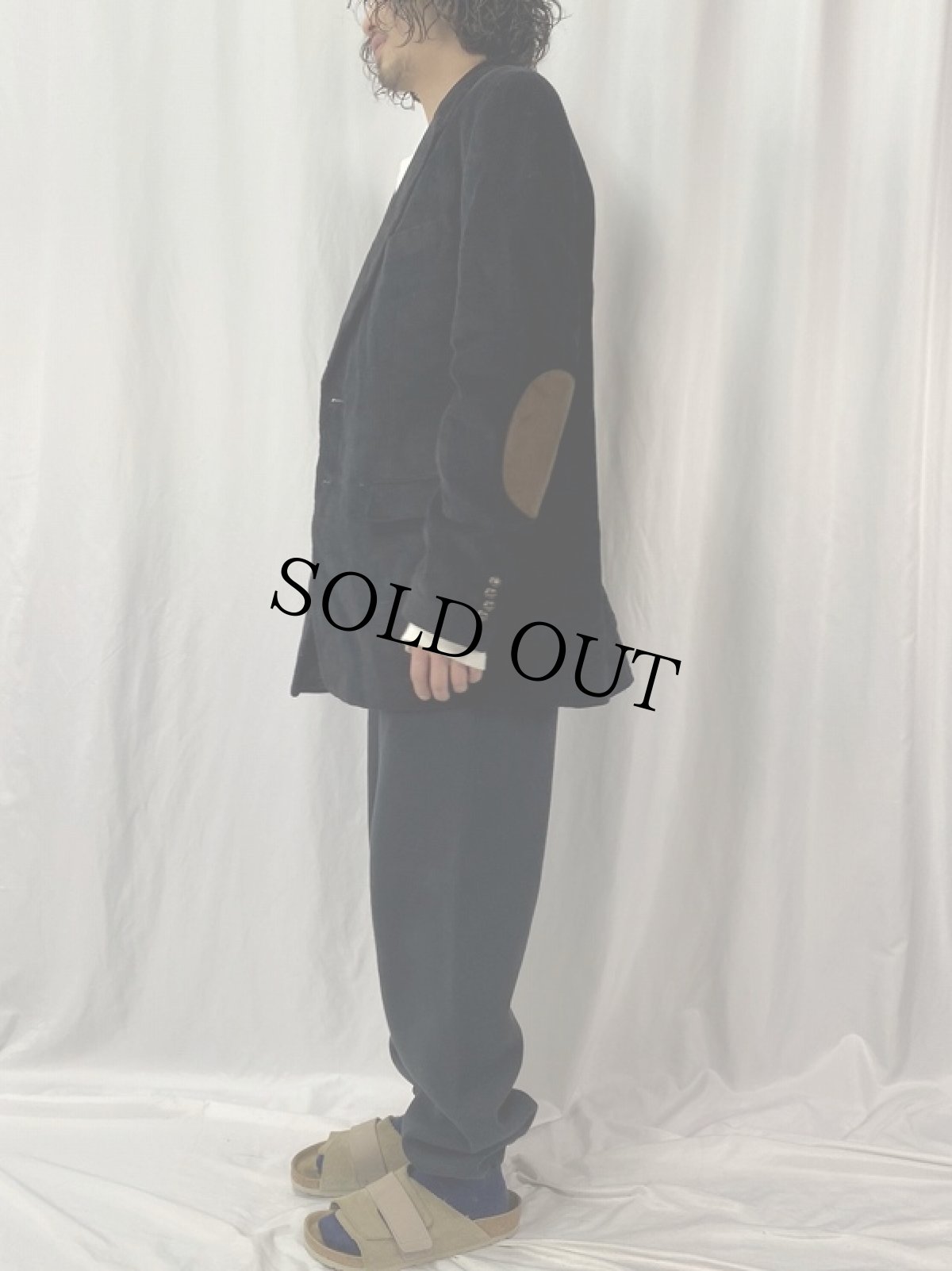 画像3: LAUREN RALPH LAUREN エルボーパッチ付き コーデュロイテーラードジャケット BLACK (3)