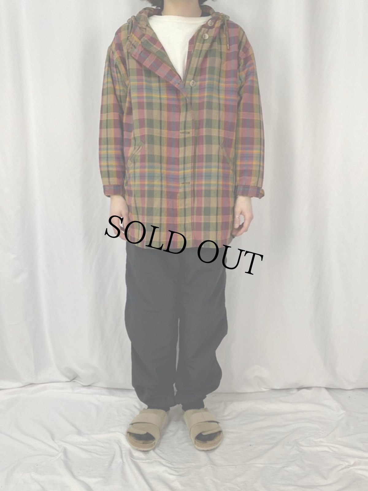 画像2: 80〜90's Eddie Bauer チェック柄 コットンパーカー M (2)