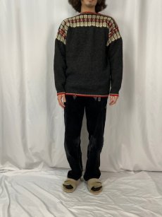 画像2: NORWAY製 ボートネック ジャガードニットセーター (2)
