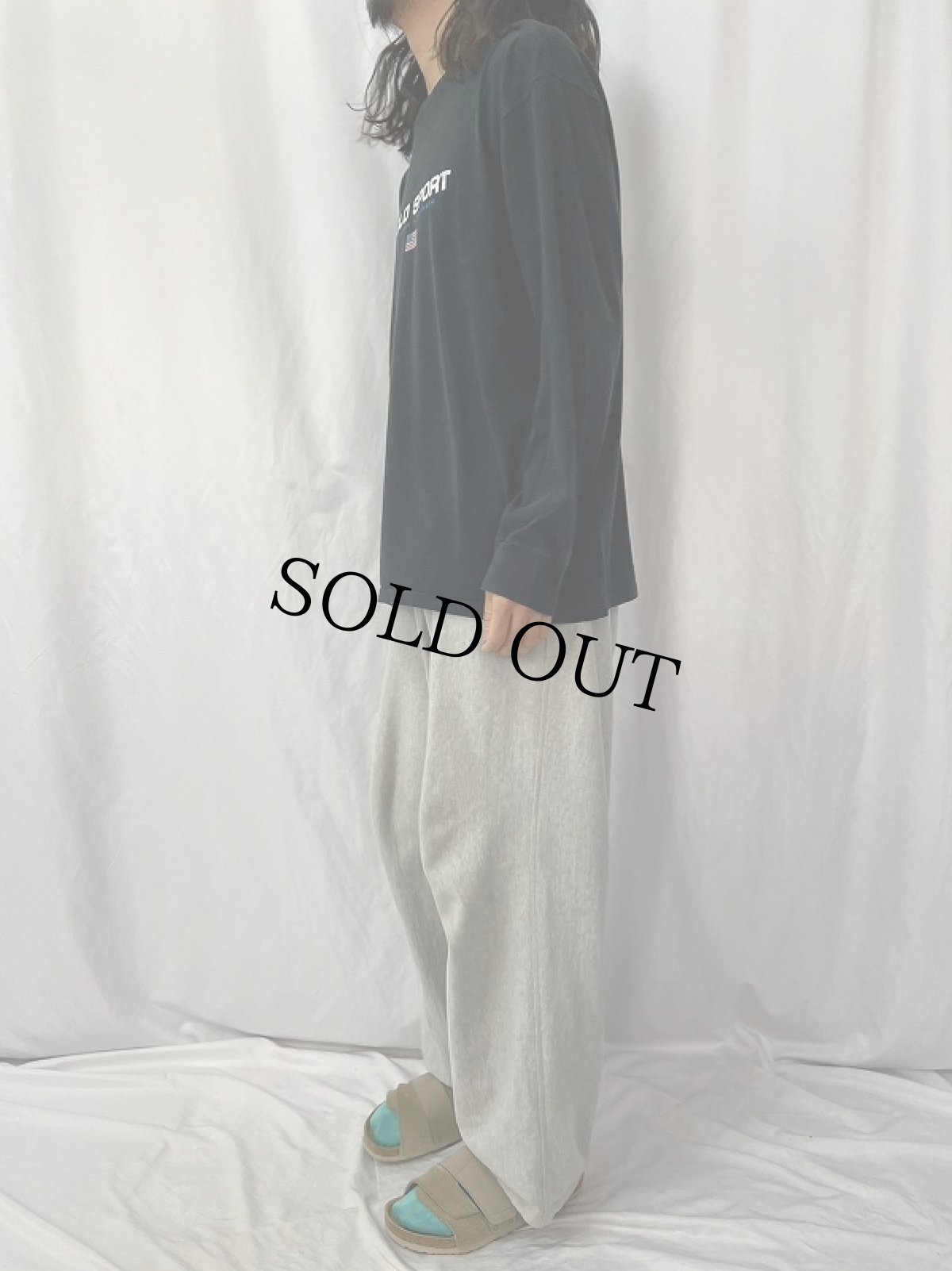 画像3: 90's POLO SPORT Ralph Lauren ロゴプリントロンT L BLACK (3)