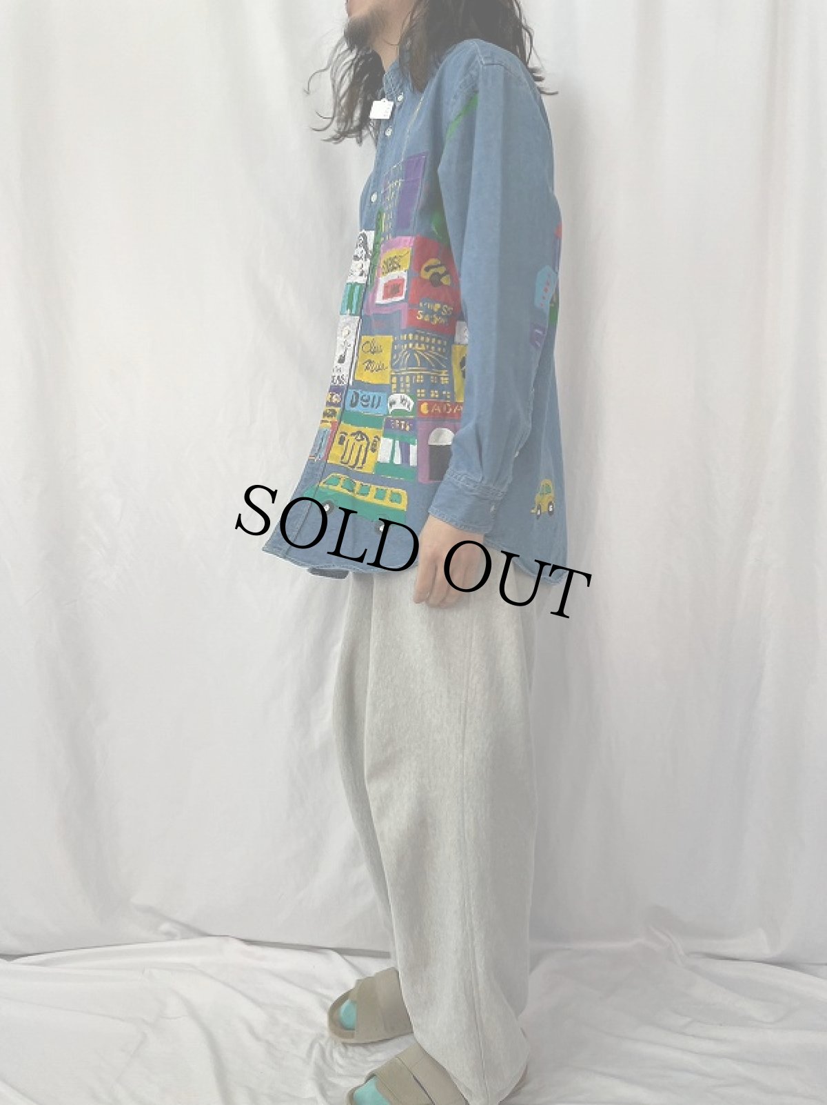 画像3: MARGUERITA ハンドペイント デニムボタンダウンシャツ (3)