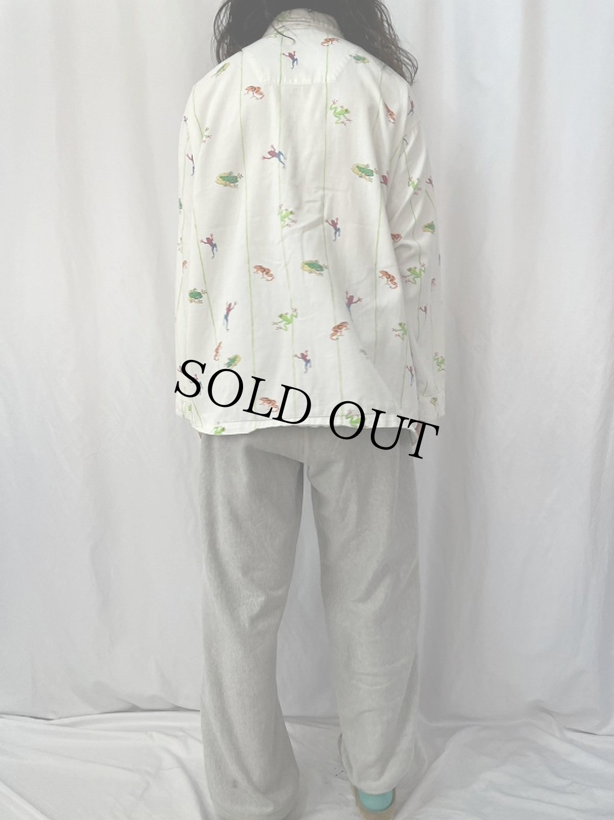 画像4: THE BATURE COMPANY カエル柄 オープンカラーシャツ XL (4)