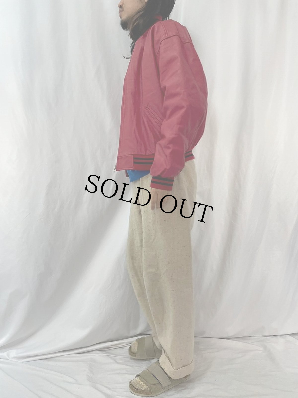 画像3: 90〜00's The Black Woman Nefertiti 刺繍 レザースタジャン XL (3)