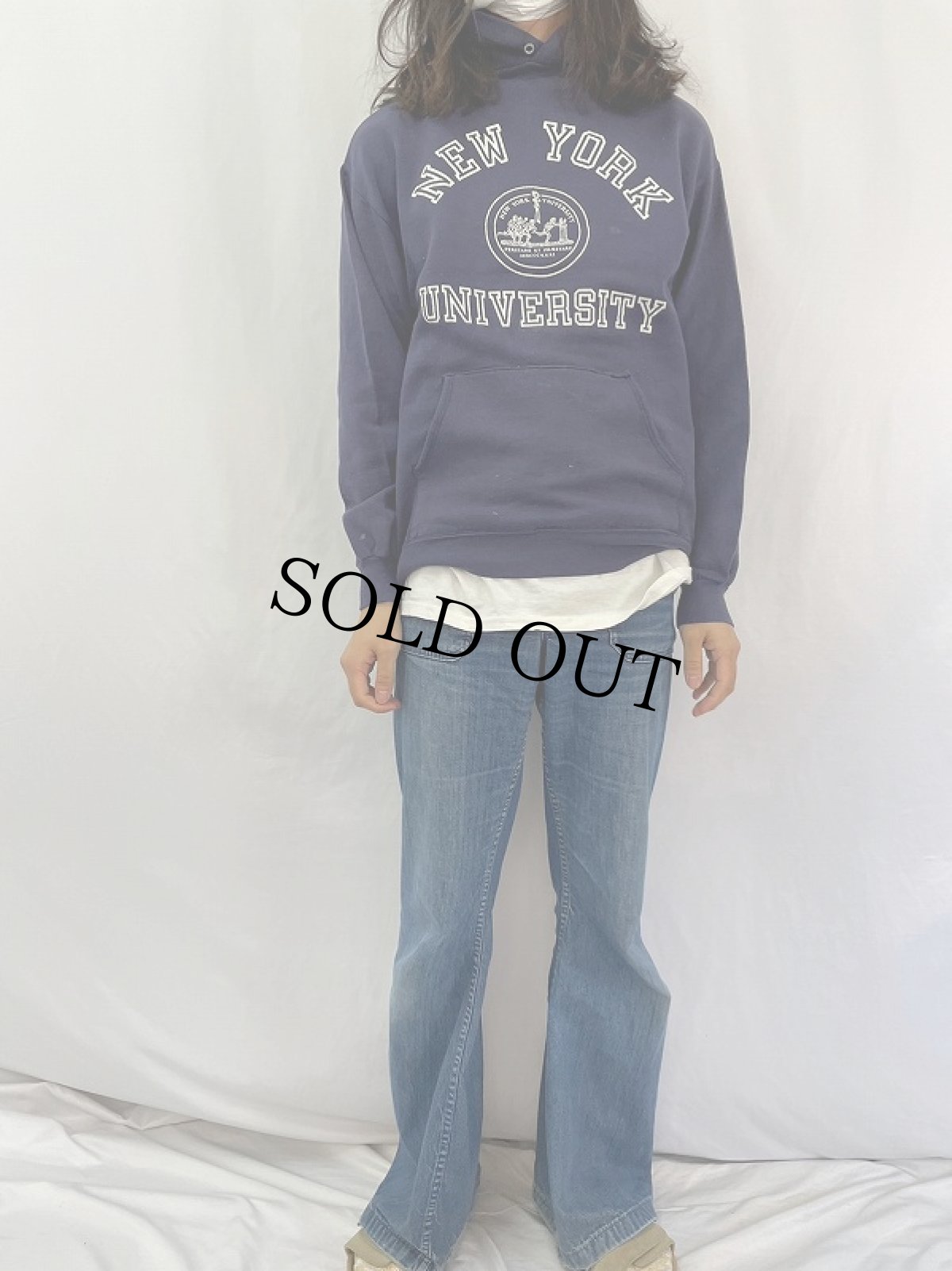 画像2: 90's NEW YORK UNIVERSITY USA製 カレッジプリントスウェット フーディー XL (2)