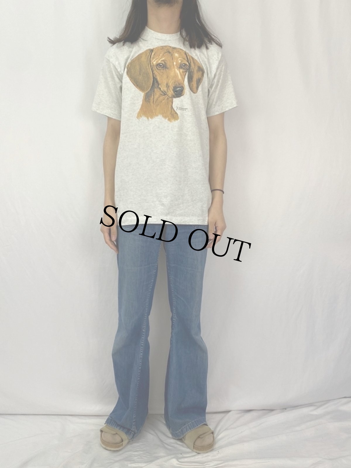 画像2: 90's USA製 犬プリントTシャツ L (2)