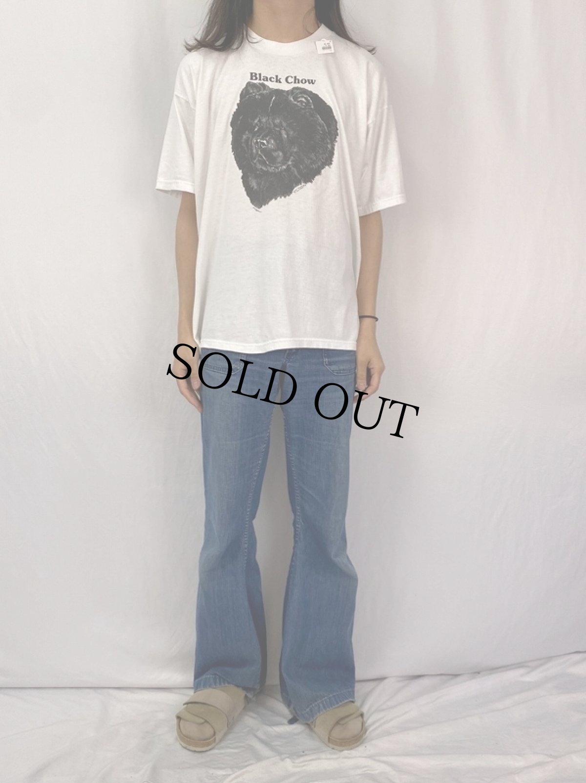 画像2: 90's "Black Chow" 犬プリントTシャツ XXL (2)