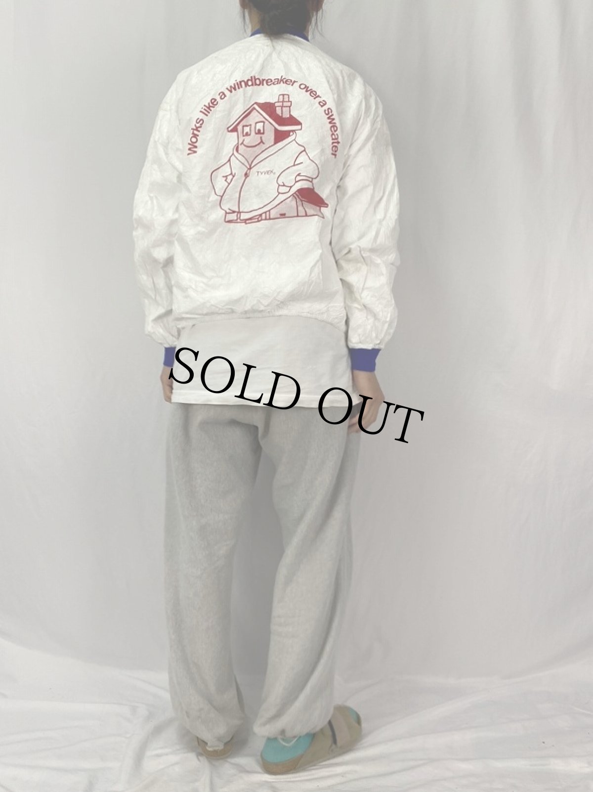 画像4: 80's Grafic Jacket × Dupont "Tyvek" ペーパージャケット L (4)