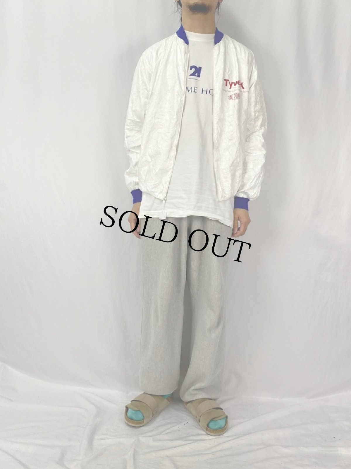 画像2: 80's Grafic Jacket × Dupont "Tyvek" ペーパージャケット L (2)