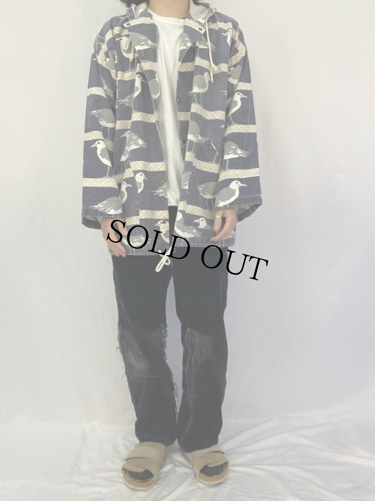 画像2: 80〜90's MICHIGAN RAG CO. 鳥柄 パーカー S (2)