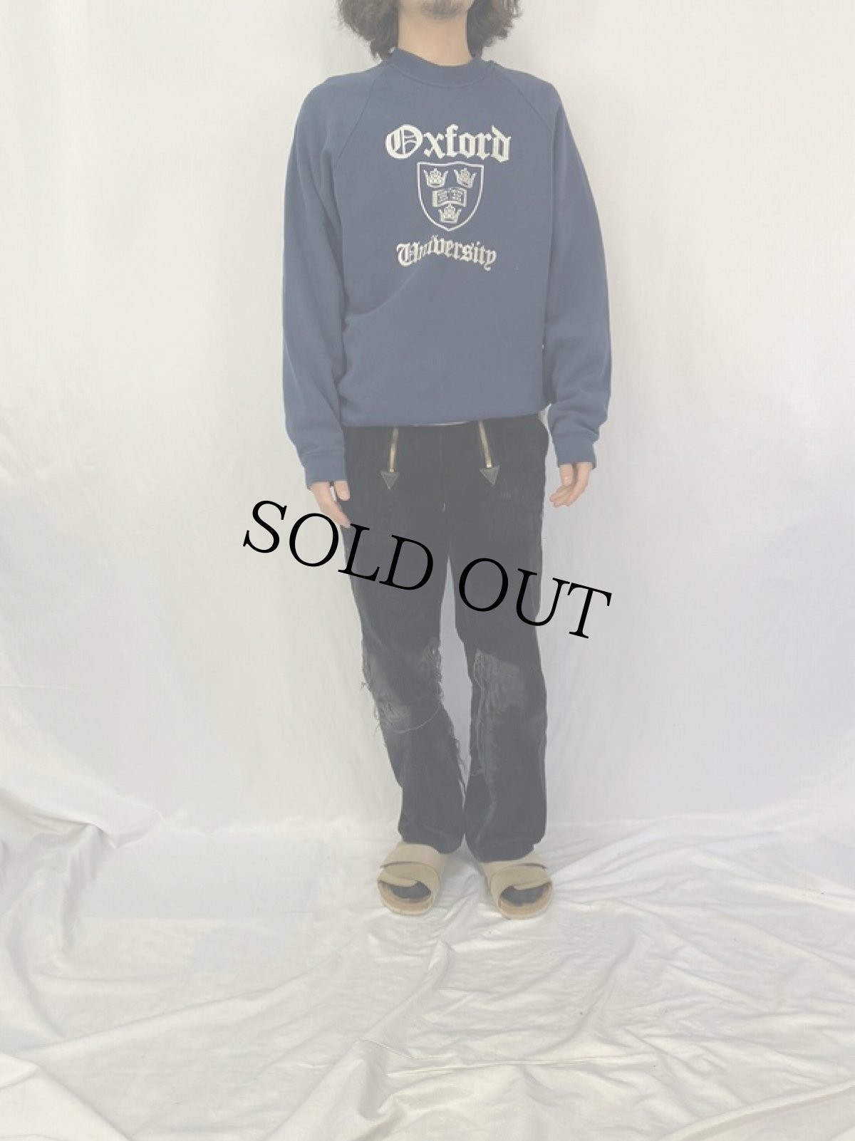 画像2: 90's USA製 "Oxford University" ラグランスウェット XL NAVY (2)