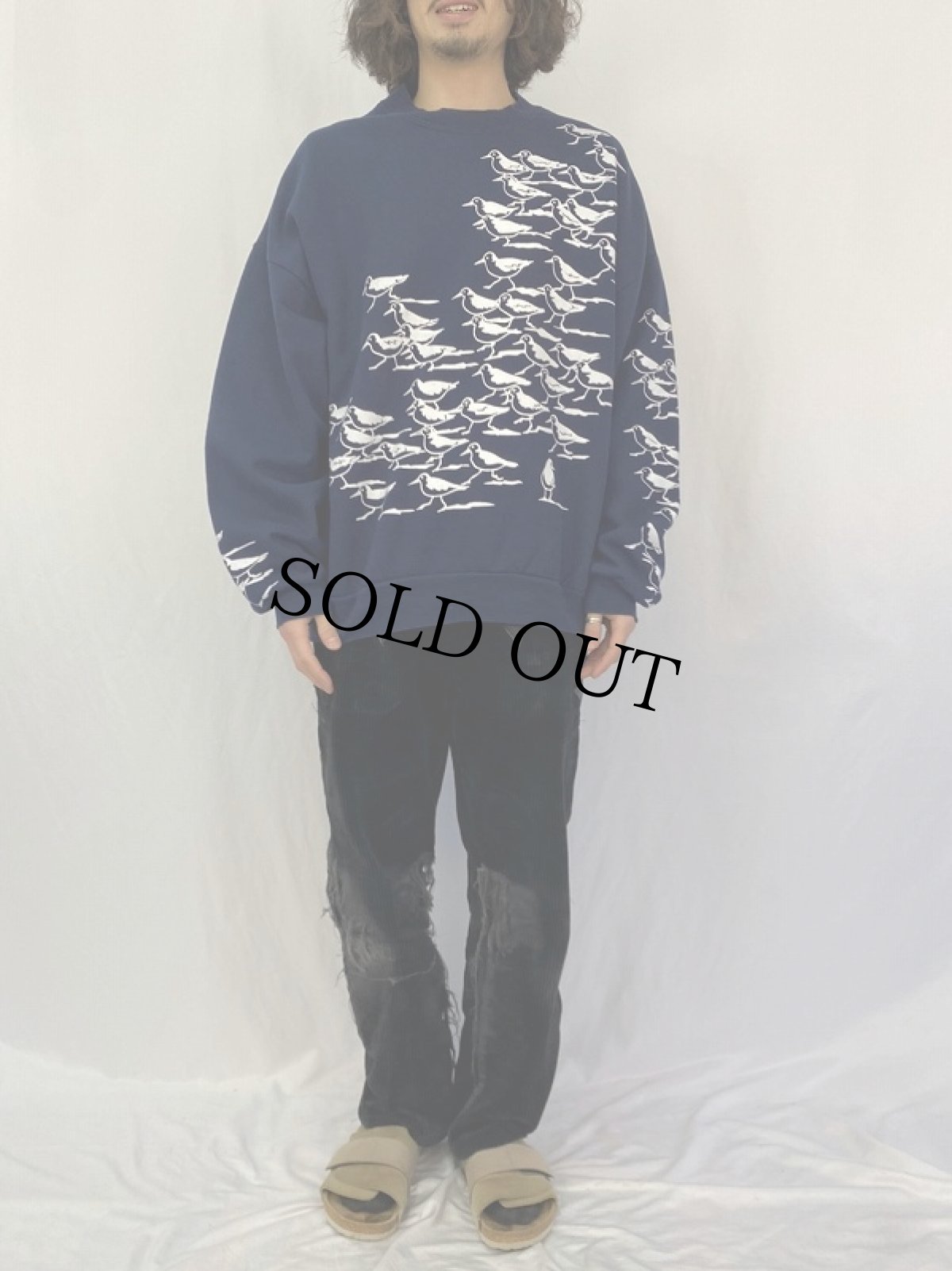 画像2: 90's MICHIGAN RAG CO. 鳥柄 スウェット 2X (2)