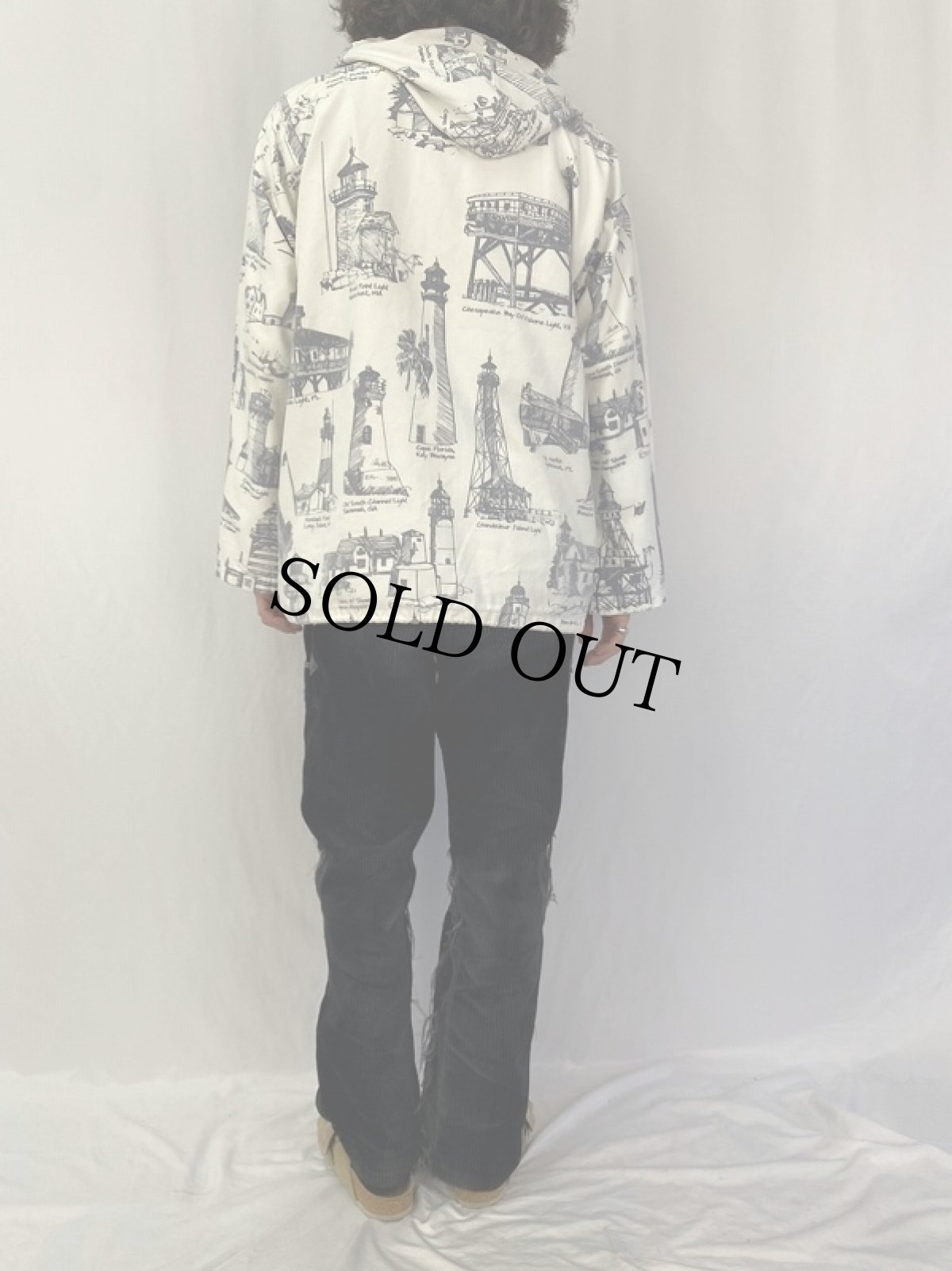 画像4: 80〜90's MICHIGAN RAG CO. ライトハウス柄 パーカー S (4)