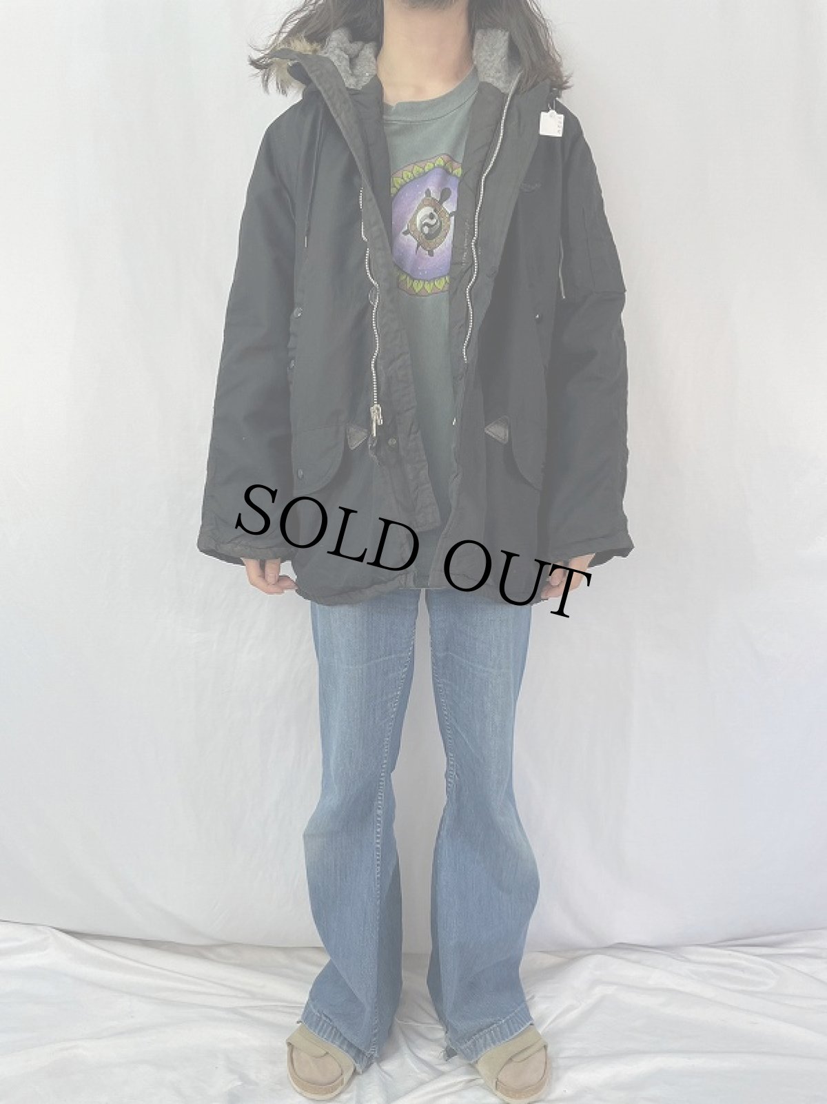 画像2: 80's 民間品 N-3B Type フライトジャケット BLACK XL (2)