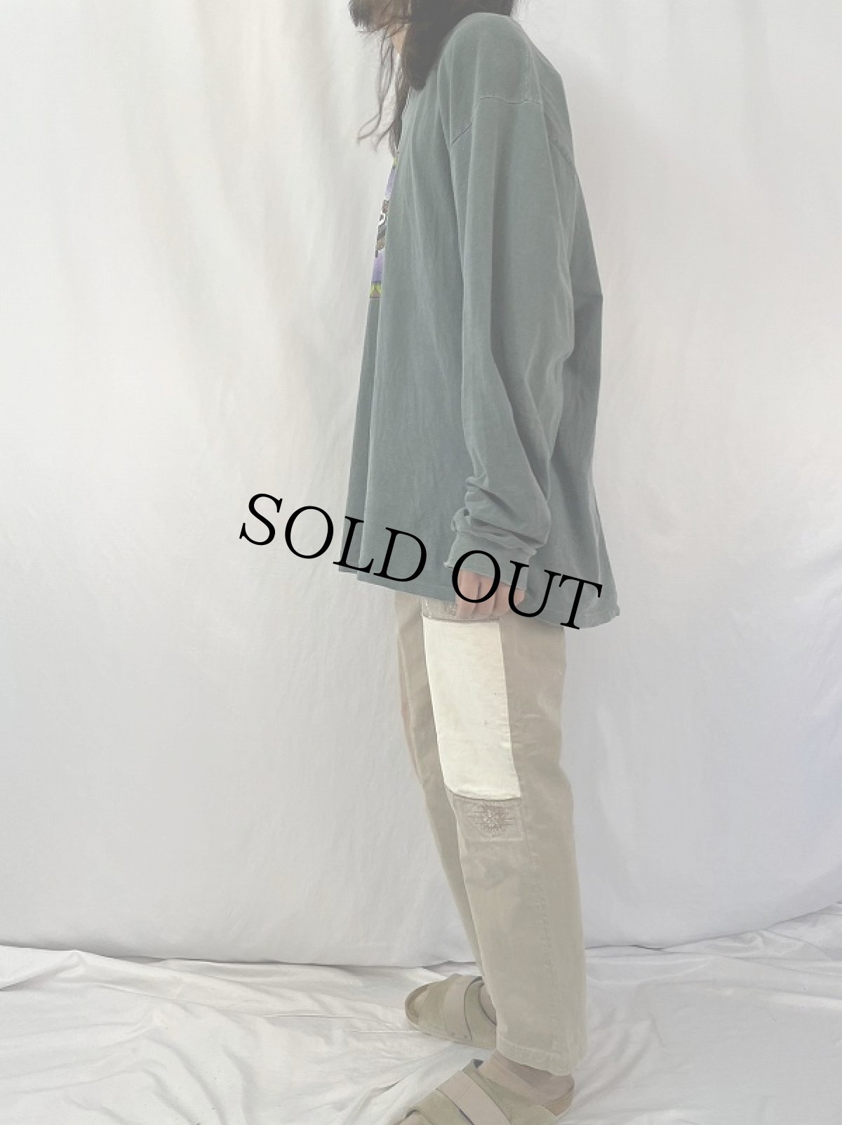 画像3: KAPITAL バックルバック ボロ加工×パッチワーク チノトラウザーズ W30 (3)