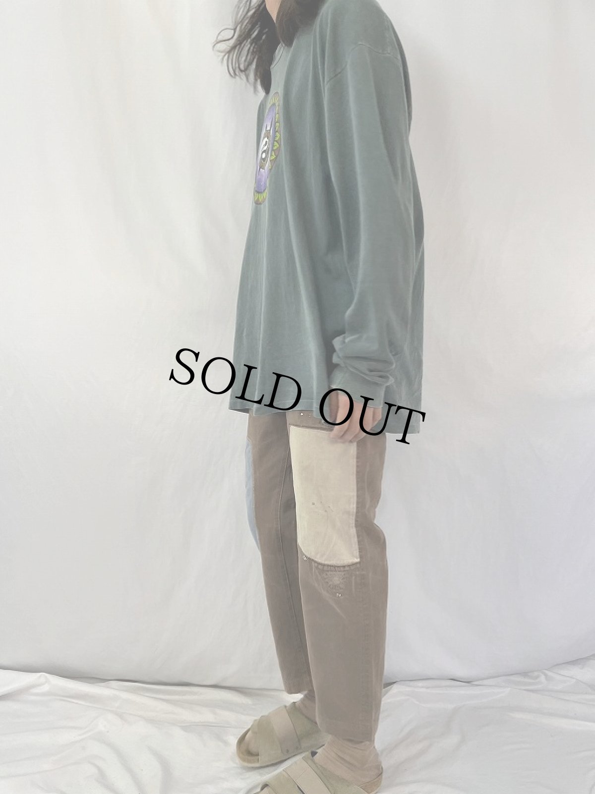 画像3: KAPITAL バックルバック ボロ加工×パッチワーク カラーデニムパンツ W29 (3)