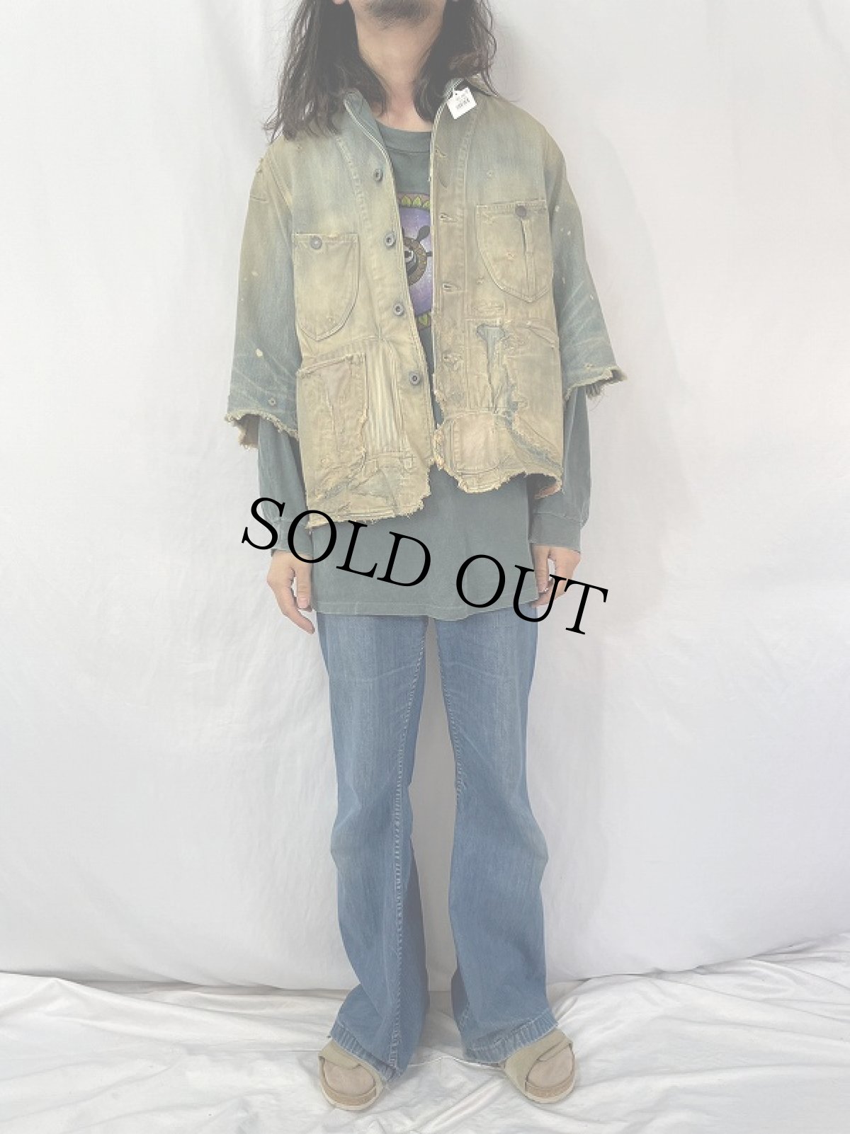 画像2: KAPITAL ボロ加工 デニムカバーオール (2)