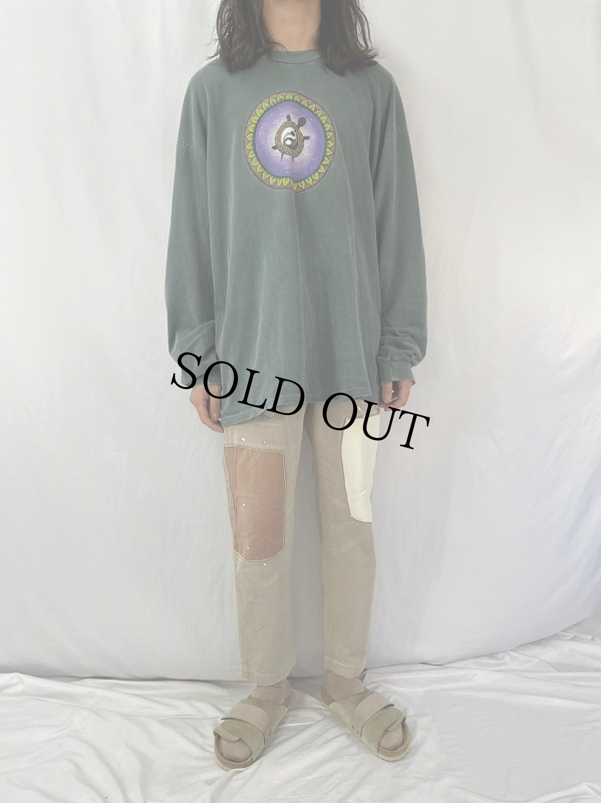 画像2: KAPITAL バックルバック ボロ加工×パッチワーク チノトラウザーズ W30 (2)