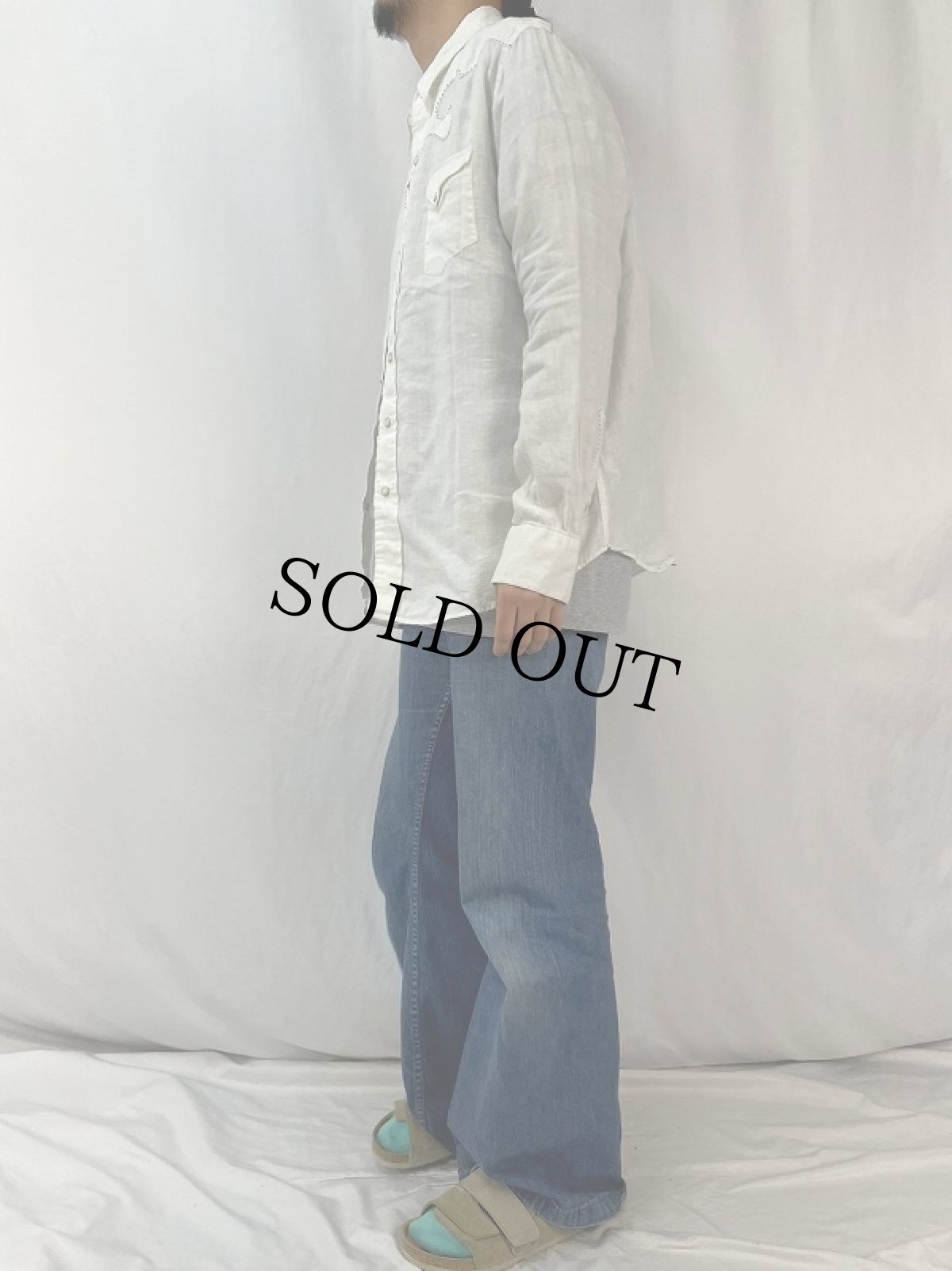 画像3: POLO Ralph Lauren "DENVER WESTERN" リネンウエスタンシャツ XL (3)