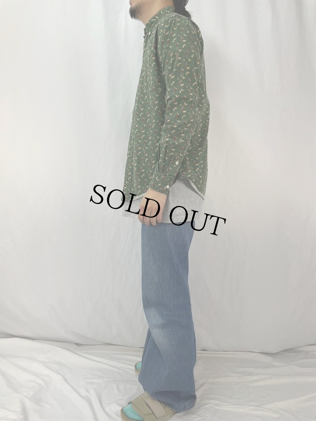 画像3: Ralph Lauren "CUSTOM FIT" 総柄 コットンボタンダウンシャツ S (3)