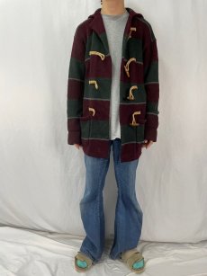 画像2: 90's〜 Ralph Lauren ボーダー柄 ウールニットダッフルコート L (2)