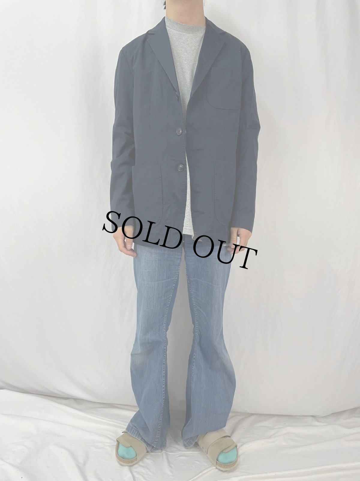 画像3: 90's〜 POLO Ralph Lauren コットンテーラードジャケット 44R NAVY (3)