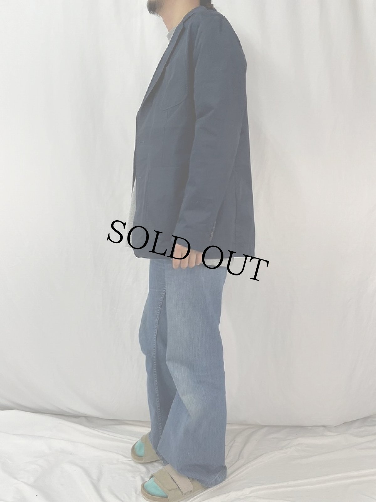 画像4: 90's〜 POLO Ralph Lauren コットンテーラードジャケット 44R NAVY (4)