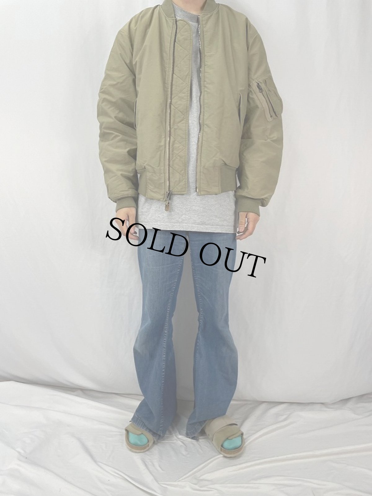 画像2: 90's〜 POLO Ralph Lauren "MA-1 TYPE" コットン×ナイロンジャケット M (2)