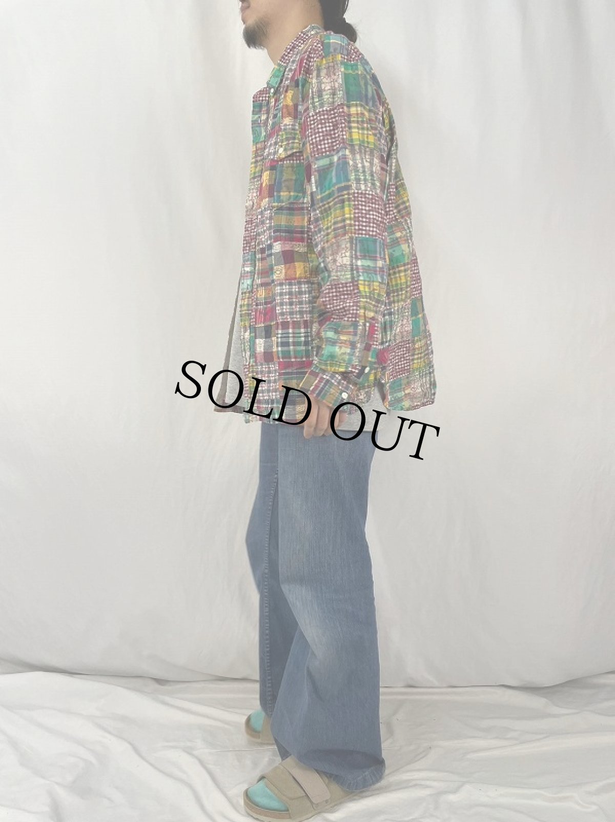 画像3: POLO Ralph Lauren パッチワーク コットンボタンダウンシャツ XXL (3)