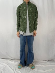 画像2: Ralph Lauren "CUSTOM FIT" 総柄 コットンボタンダウンシャツ S (2)