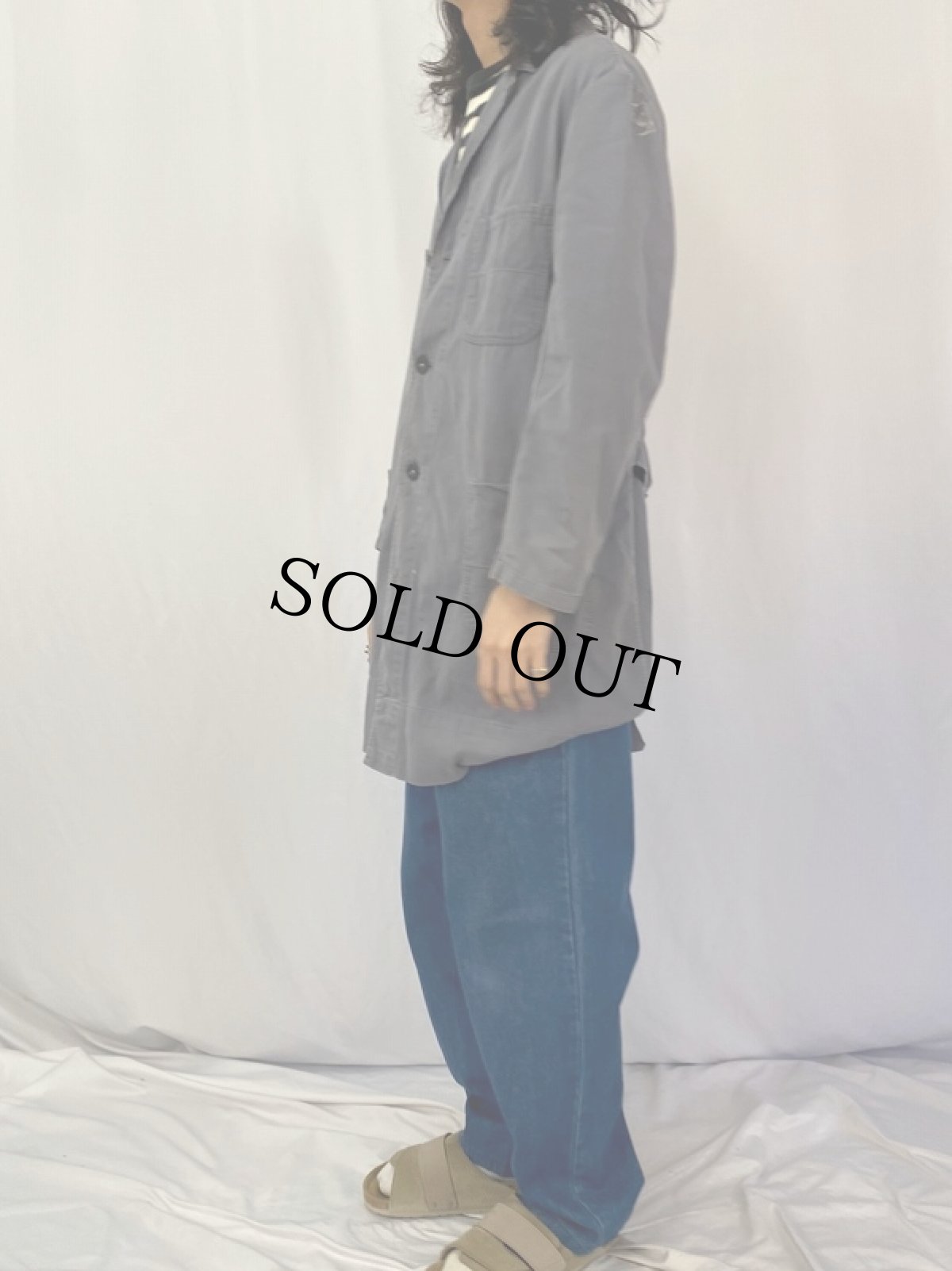 画像3: 60s〜 SANFOR EUROチェンジボタン コットンツイル ワークコート SIZE50 (3)