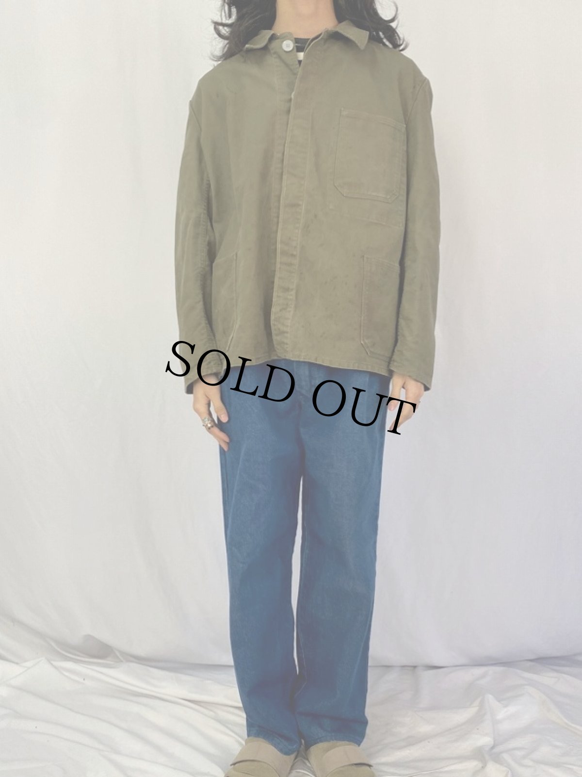 画像2: 60〜70's SANFOR Baumwolle EURO ワークジャケット SIZE58 (2)