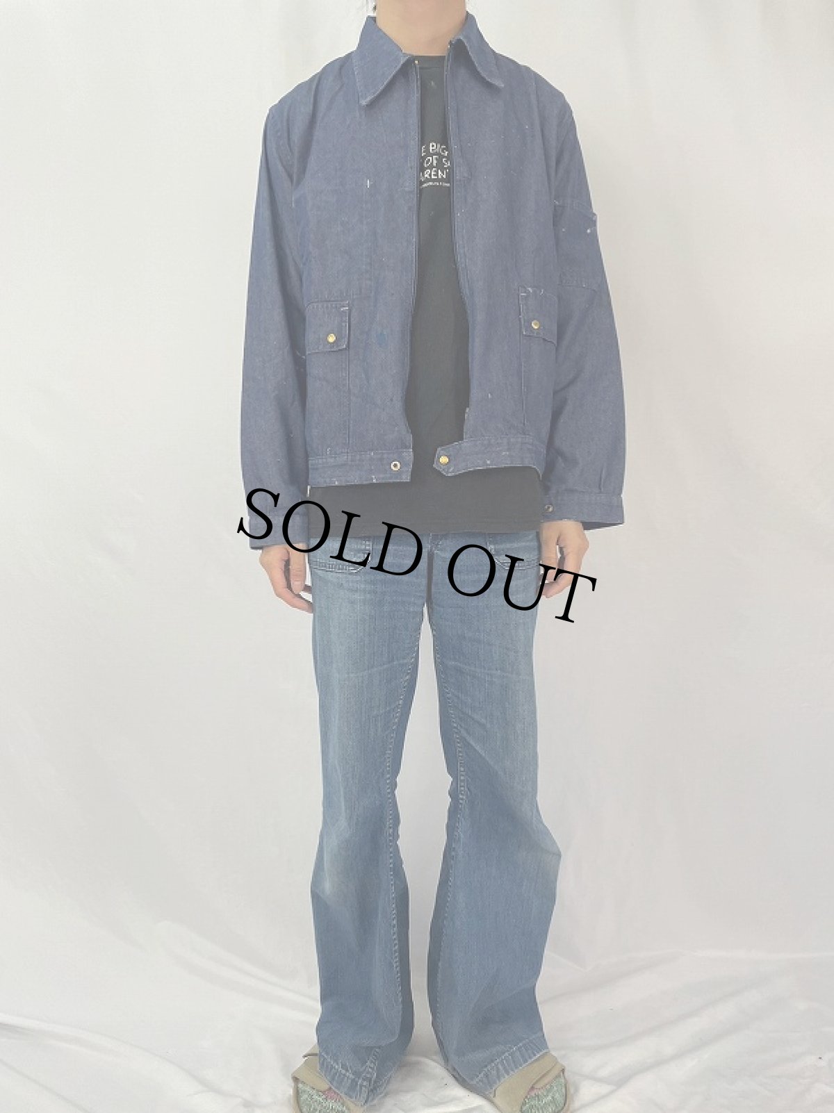 画像2: 70's Adolphe Lafont FRANCE製 デニムワークジャケット 48 (2)