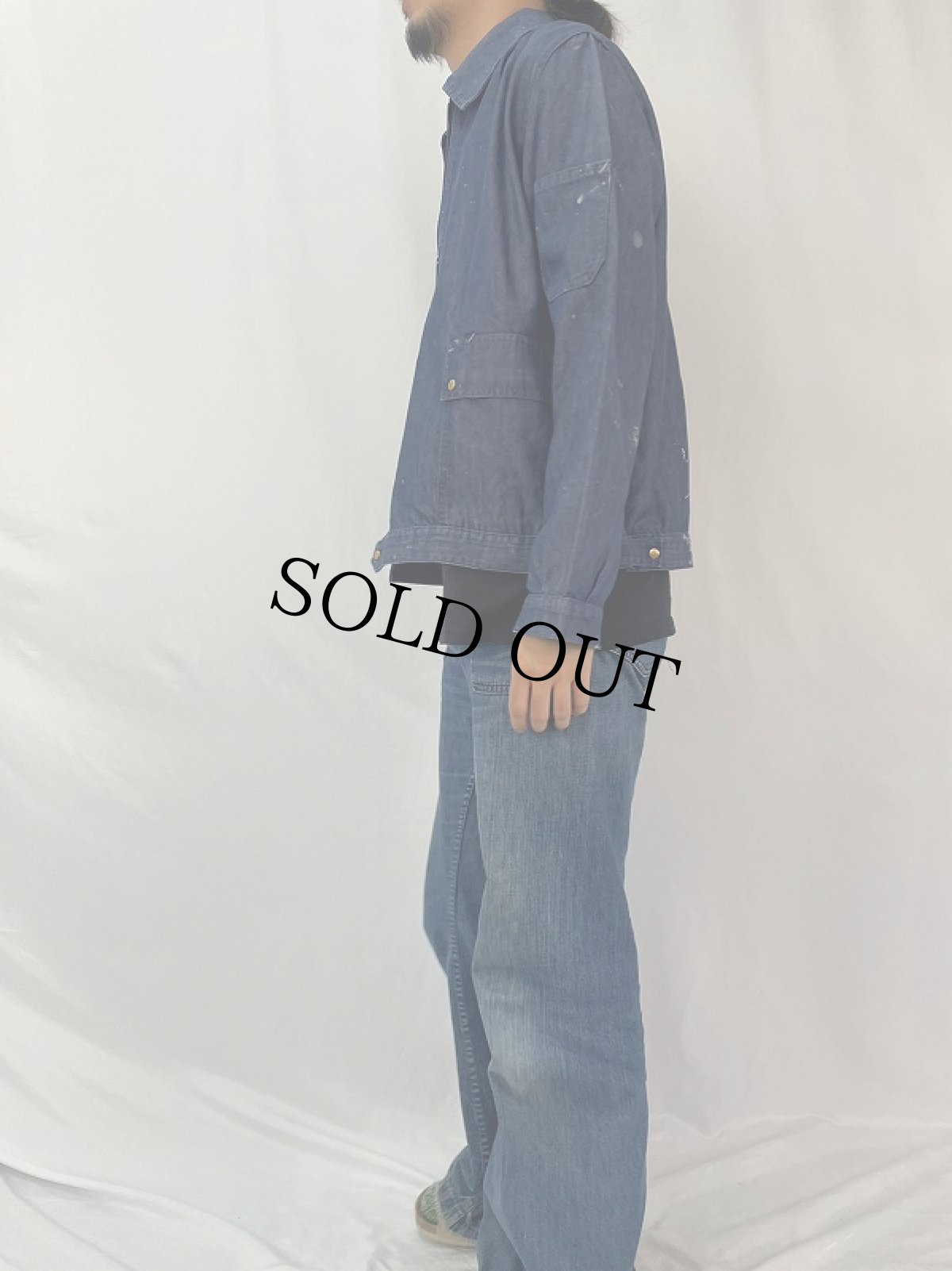 画像3: 70's Adolphe Lafont FRANCE製 デニムワークジャケット 48 (3)