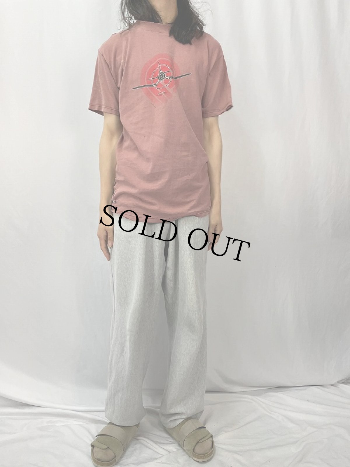 画像2: 90's POWELL PERALTA "Plane Series" イラストプリントTシャツ L (2)