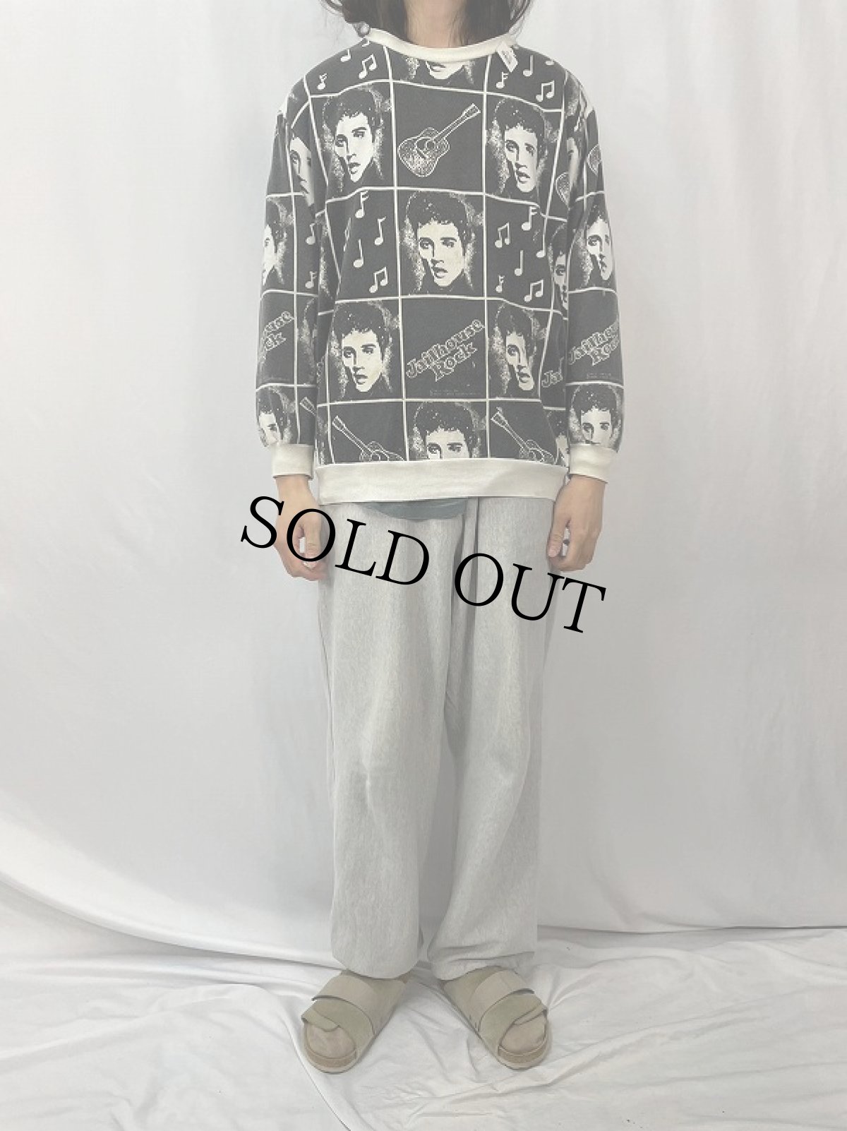 画像2: 80's Elvis Presley USA製 "Jailhouse Rock" 総柄スウェット  (2)