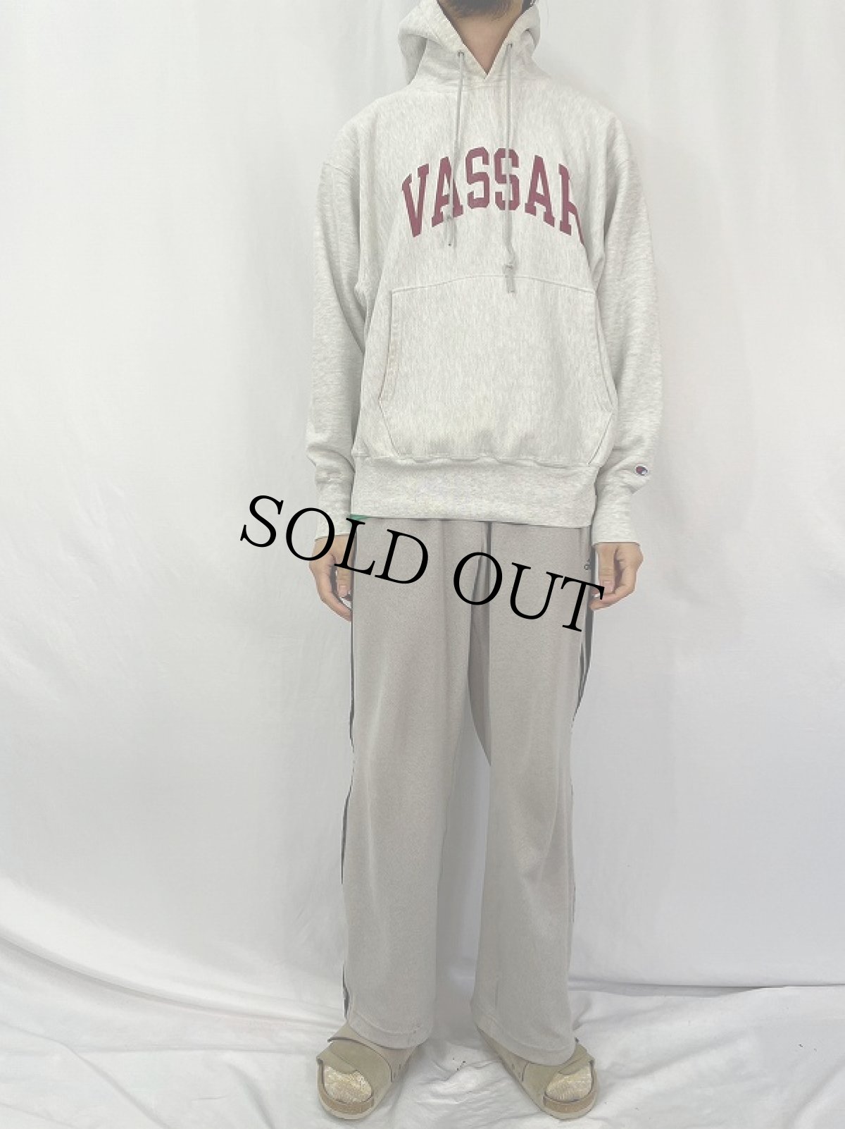 画像2: Champion REVERSE WEAVE "VASSAR" プリントスウェットフーディー L (2)
