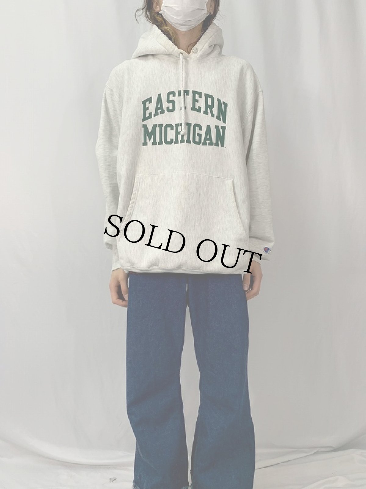 画像2: Champion REVERSE WEAVE "EASTERN MICHIGAN" プリントスウェットフーディ L (2)