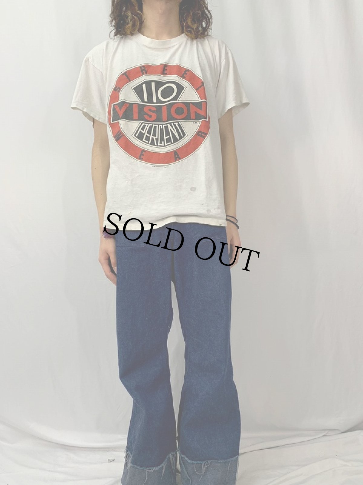 画像2: 80's VISION STREET WEAR ロゴプリントTシャツ L (2)