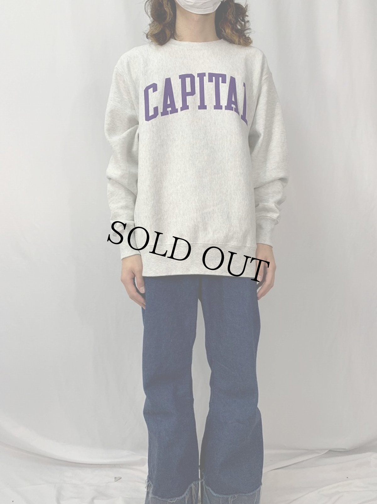 画像2: Champion REVERSE WEAVE "CAPITAL" プリントスウェット L (2)