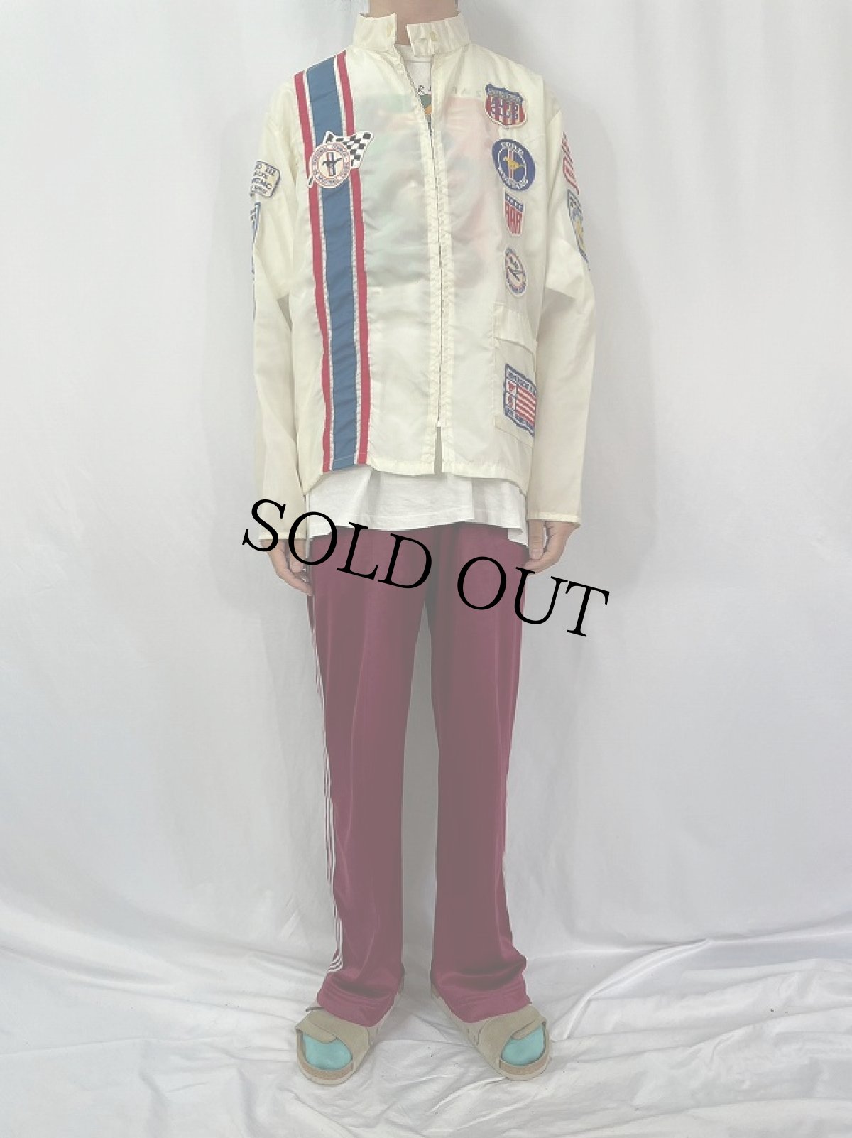 画像2: 70's Bonner パッチ付き ナイロンレーシングジャケット L (2)