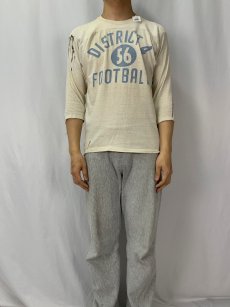 画像2: 50's "DISTRICT 4  FOOTBALL" 染み込みプリント レーヨンフットボールTシャツ M (2)