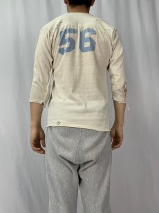 画像4: 50's "DISTRICT 4  FOOTBALL" 染み込みプリント レーヨンフットボールTシャツ M (4)