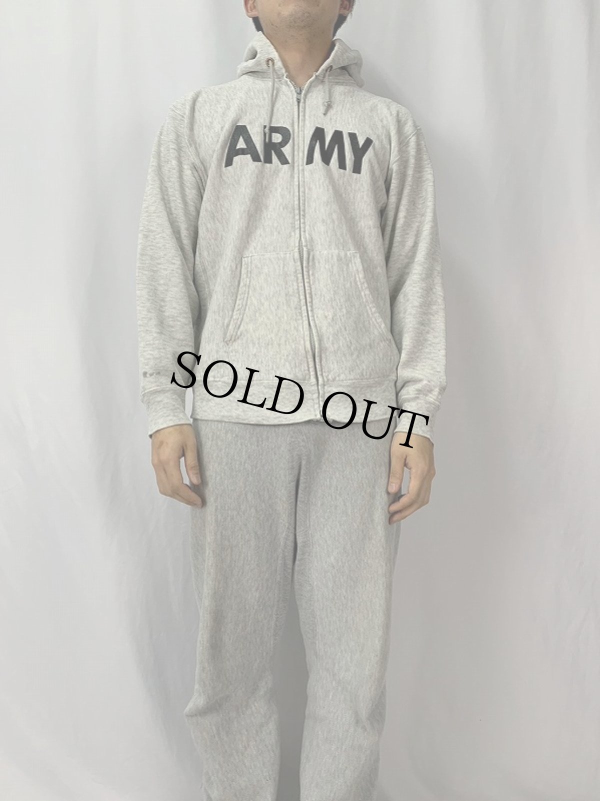 画像2: 90's Champion USA製 "AMRY" スウェットジップパーカー L (2)