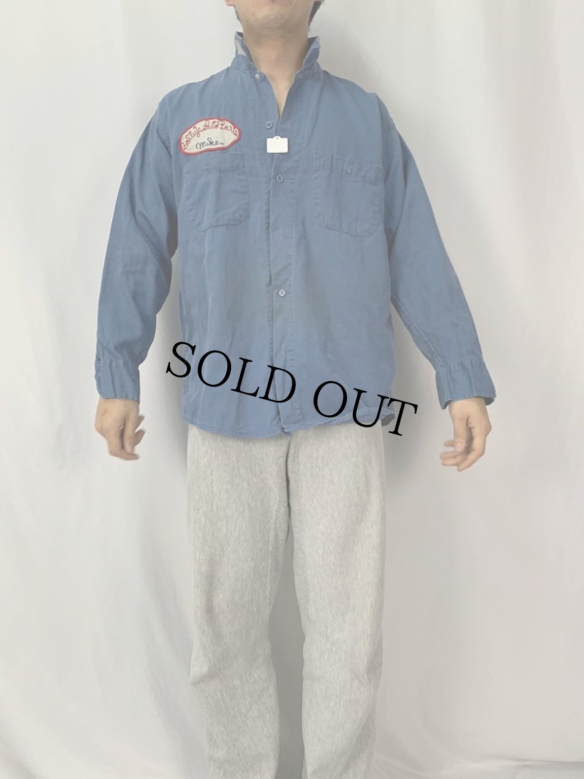 画像2: 70's〜 パッチ付き ワークシャツ L (2)