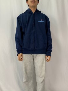 画像2: 90's CAMBER USA製 "Bowker" 裏サーマル スウェットジップパーカー XL NAVY (2)