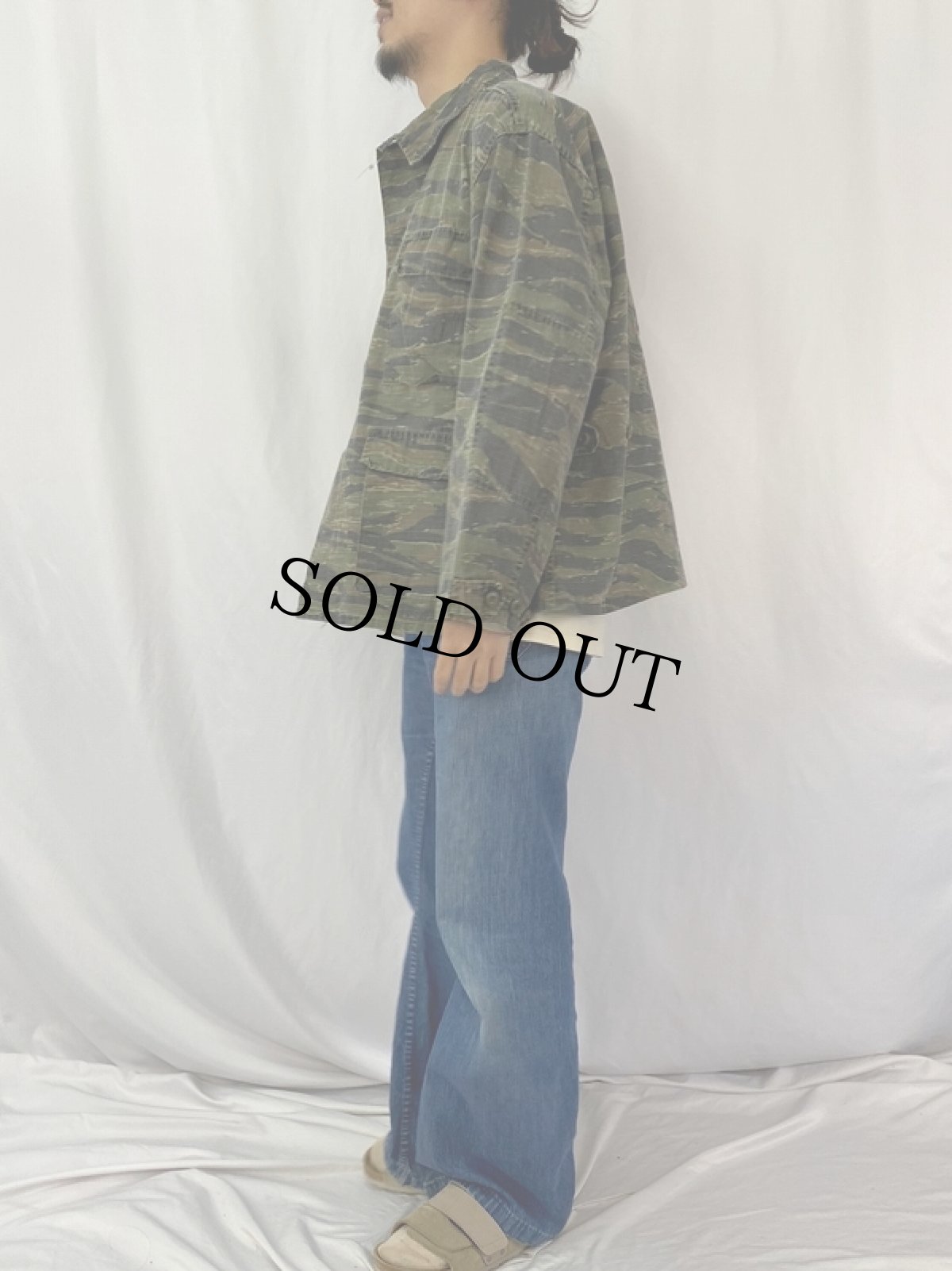 画像3: USA製 タイガーストライプカモ柄 リップストップ BDUジャケット LARGE-REGULAR (3)