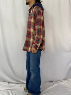 画像3: POLO Ralph Lauren チェック柄 フード付き ライトネルシャツ XXL (3)