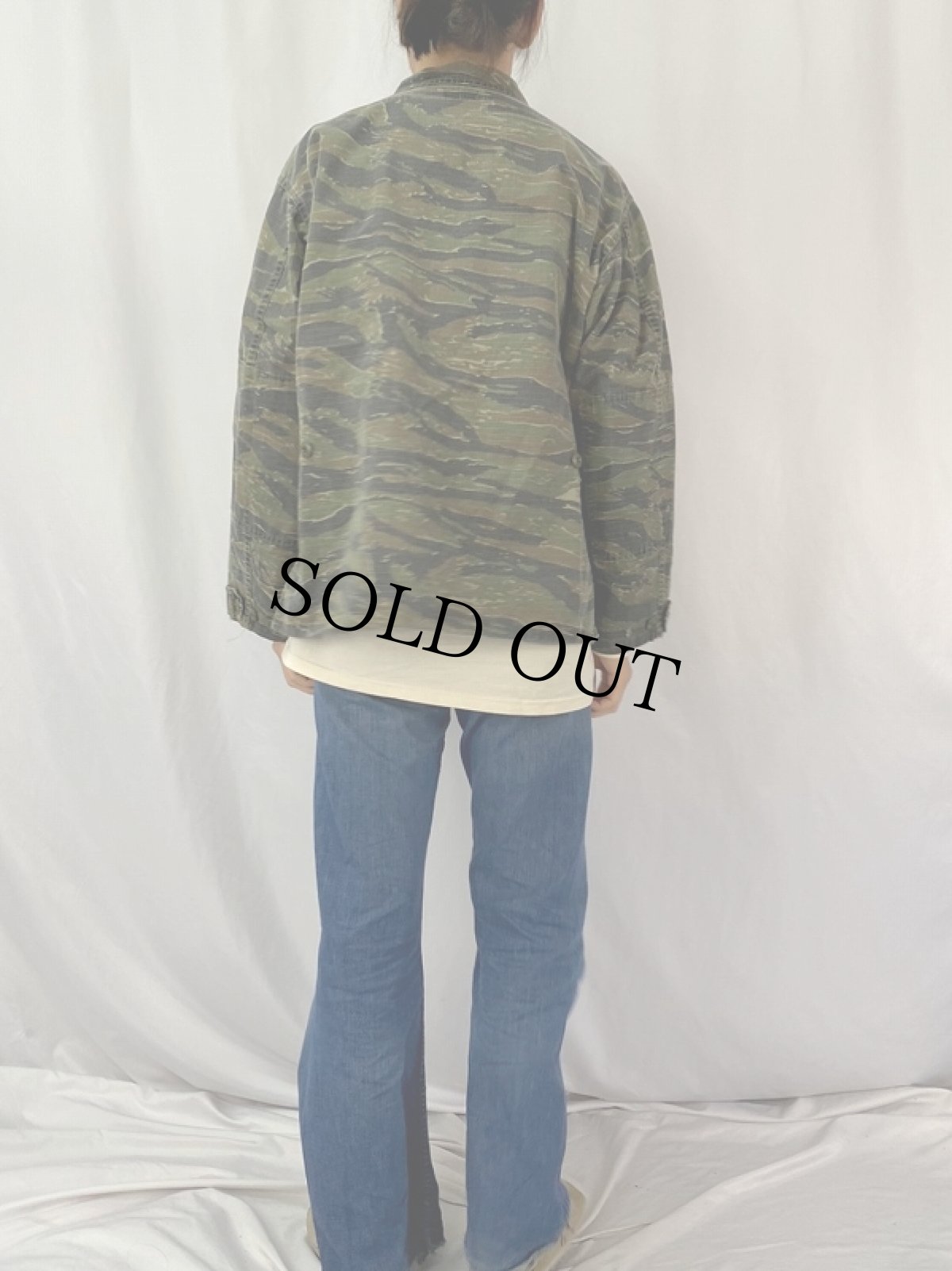 画像4: USA製 タイガーストライプカモ柄 リップストップ BDUジャケット LARGE-REGULAR (4)