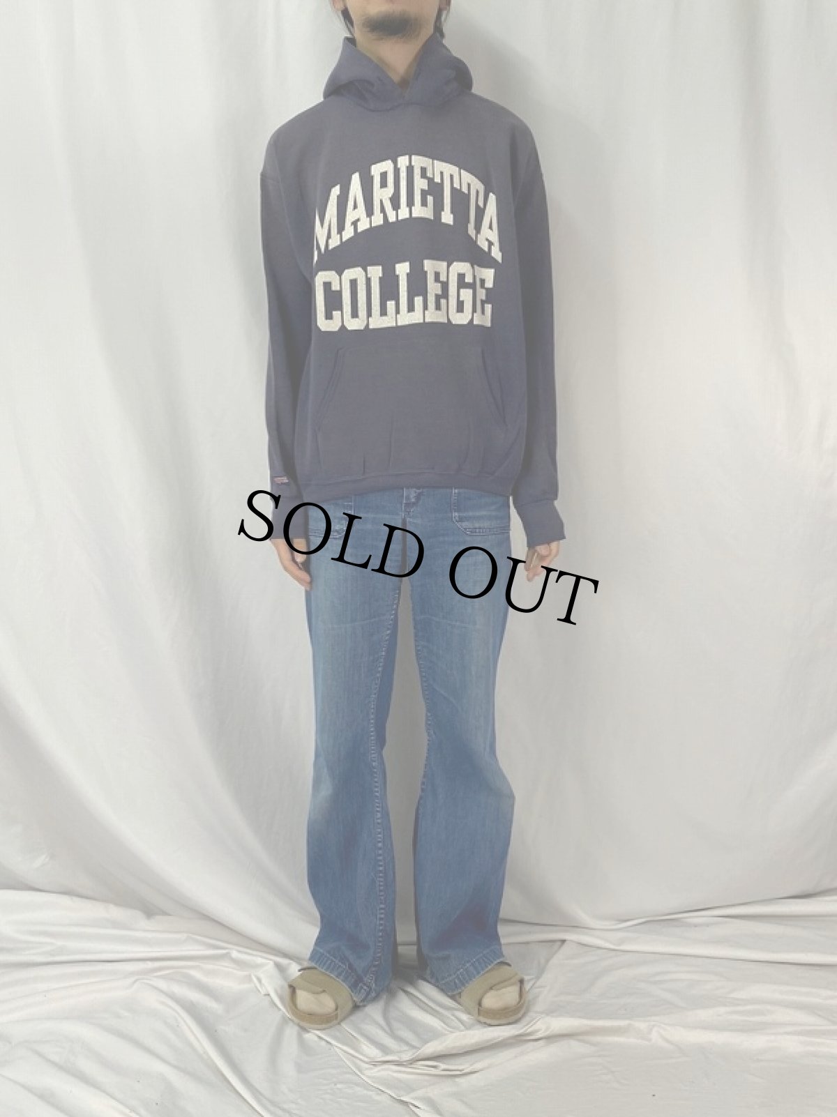 画像2: 90's JANSPORT USA製 "MARIETTA COLLEGE" スウェットフーディ M (2)